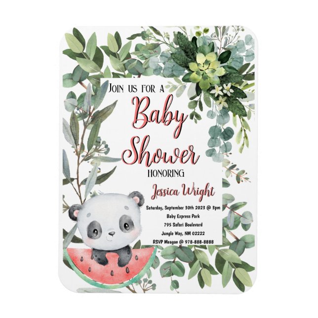 Watermelon Panda Watercolor Babydusche Magnet (Vertikal)