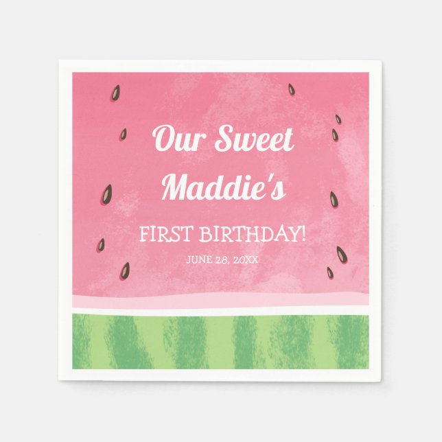 Watermelon Paper Napkin Melon Birthday Frucht Serviette (Vorderseite)