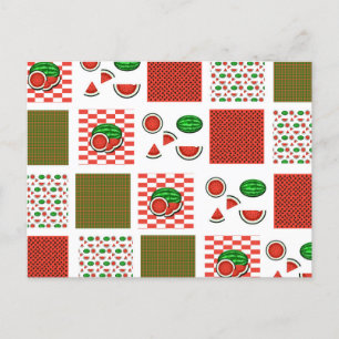 Watermelon Patchwork Postkarte
