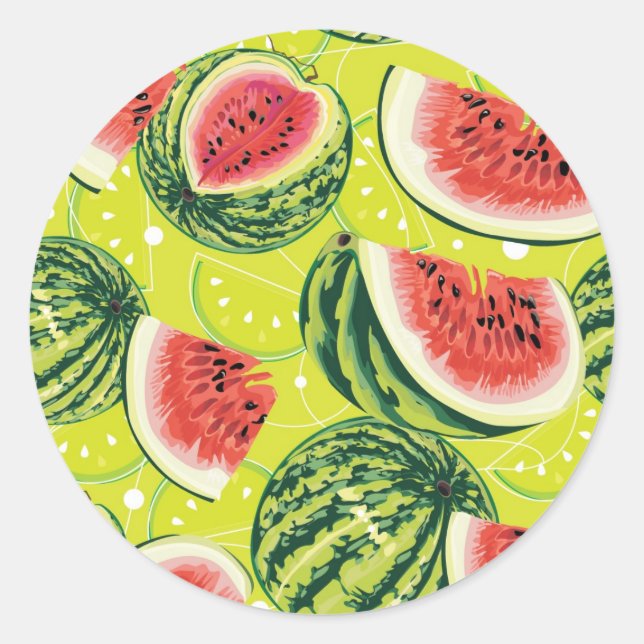 Watermelon Pattern Runder Aufkleber (Vorderseite)