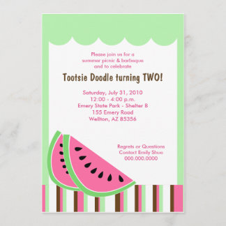 Watermelon Picnic Summer Birthday Party 5x7 Einladung