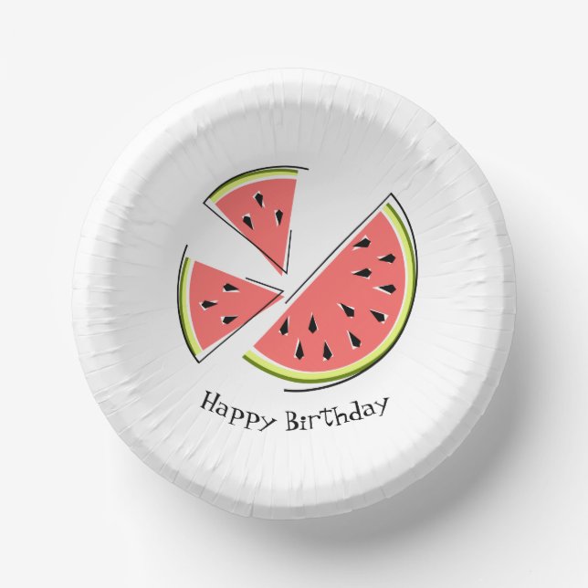 Watermelon Pieces Happy Birthday Pappteller (Vorderseite)