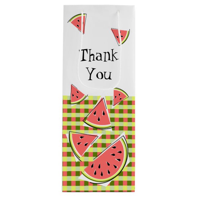 Watermelon Pieces Karo Vielen Dank Geschenktüte Für Weinflaschen (Vorderseite)