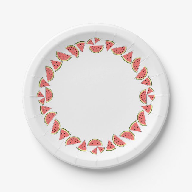 Watermelon Pieces Rundpapier Platte Pappteller (Vorderseite)
