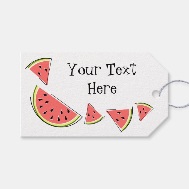 Watermelon Pieces Side Text Geschenk Tag Geschenkanhänger (Vorderseite (Horizontal))