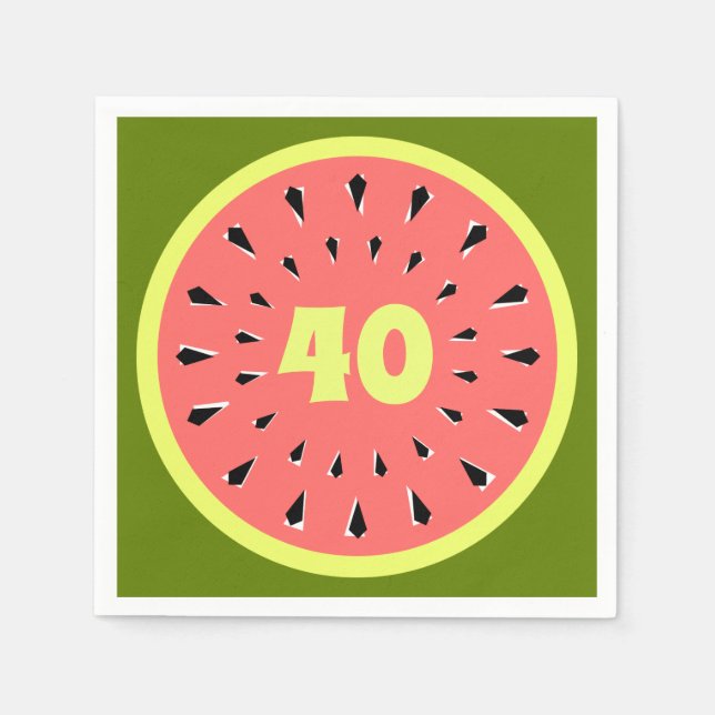 Watermelon Pink 40-Age Servietten Papier (Vorderseite)