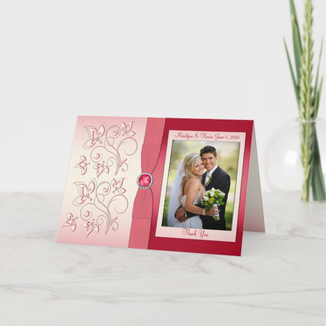 Watermelon PInk Dankeschön Card mit Foto Dankeskarte (Vorderseite)