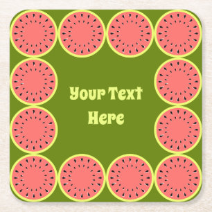 Watermelon Pink Multi Text Rechteckiger Pappuntersetzer