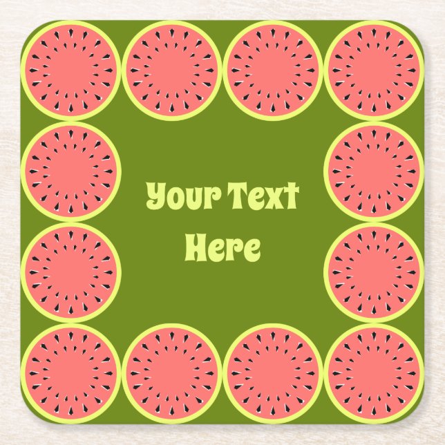 Watermelon Pink Multi Text Rechteckiger Pappuntersetzer (Vorderseite)