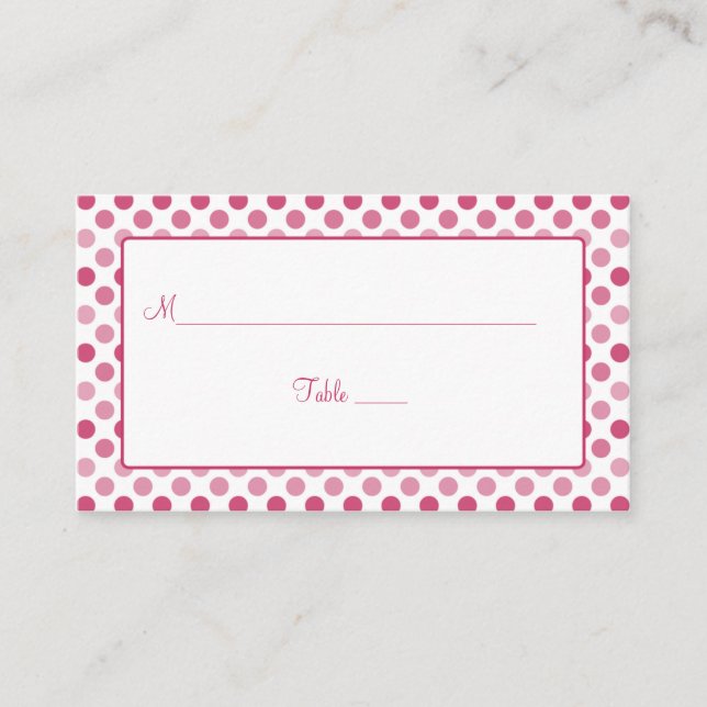 Watermelon Pink Polka Dot Wedding Platzkarten (Vorderseite)