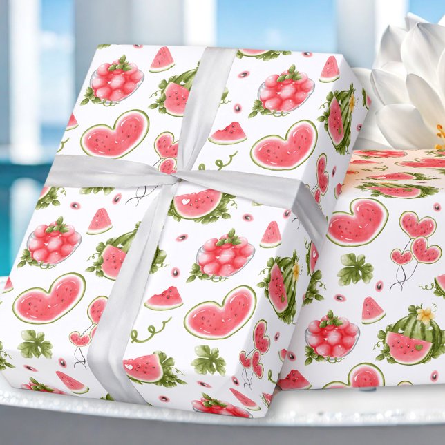 Watermelon Pink Summer Birthday Party Geschenkpapier (Watermelon Pink Summer Birthday Party Wrapping Paper)