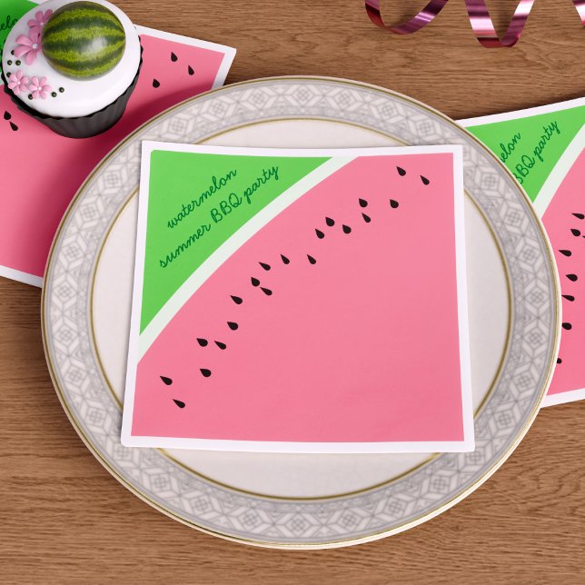Watermelon Pink Summer Picnic GRILLEN Party Napkin Serviette (Watermelon Season! Just add your party details)