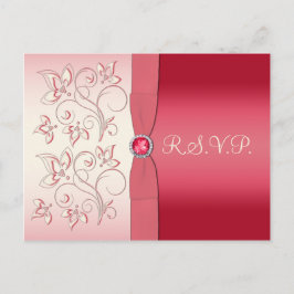 Watermelon Pink und Ivory R.S.V.P Postcard Einladungspostkarte