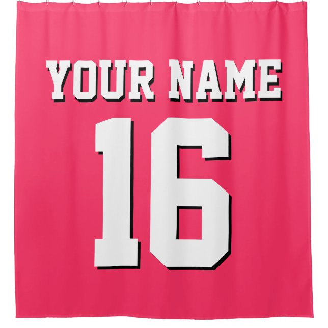 Watermelon Pink White Sports Jersey Team Jersey Duschvorhang (Vorderseite)