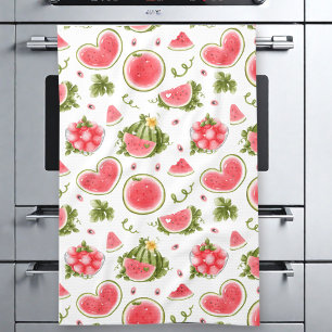 Watermelon Pink White Summer Geschirrtuch