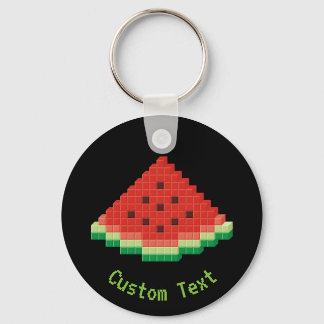 Watermelon Pixel Art Schlüsselanhänger (Vorderseite)