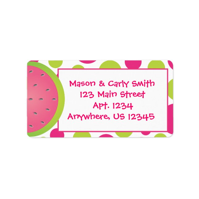 Watermelon Polka Dot Address Labels Adressaufkleber (Vorne)
