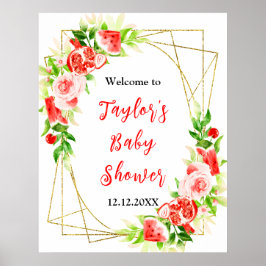 Watermelon Pomegranate Baby Shower Welcome Sign Poster