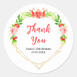Watermelon Pomegranate Birthday Party Thank You Runder Aufkleber