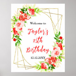 Watermelon Pomegranate Birthday Party Welcome Sign Poster