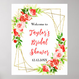 Watermelon Pomegranate Bridal Shower Welcome Sign Poster