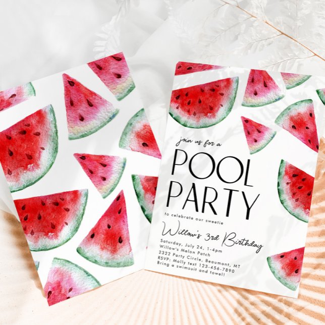 Watermelon Pool Party Geburtstag Einladung (Von Creator hochgeladen)