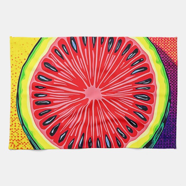 Watermelon Pop Kunst, Dichtung und Musik Geschirrtuch (Horizontal)