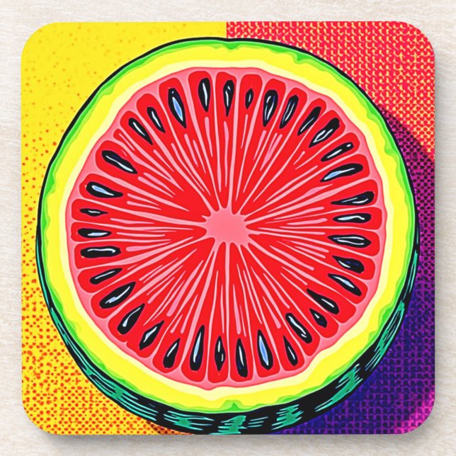 Watermelon Pop Kunst, Dichtung und Musik Getränkeuntersetzer (Vorderseite)