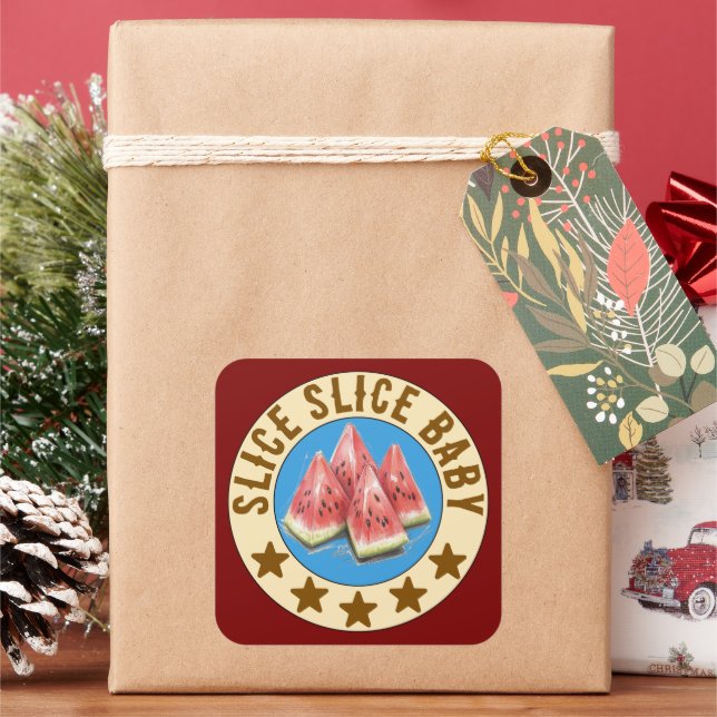 watermelon quadratischer aufkleber (Feiertag)