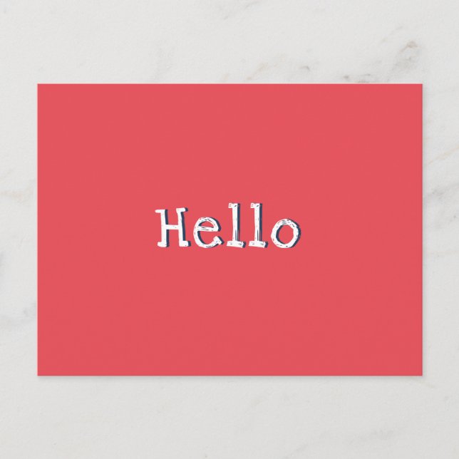 Watermelon Red Chic Modern Simple Hello Custom Postkarte (Vorderseite)