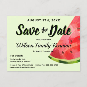 Watermelon Reunion BBQ Party Save the Date Postkarte
