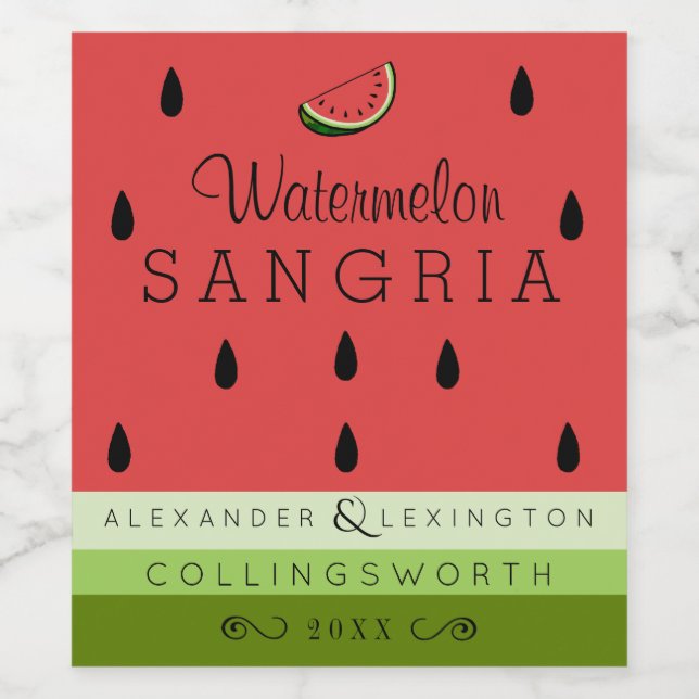 Watermelon Sangria Weinetikett (Einzelnes Label)
