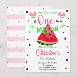 Watermelon Slice 1. Geburtstag Einladung