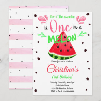Watermelon Slice 1. Geburtstag Einladung