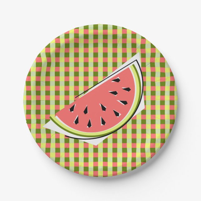 Watermelon Slice Karo Papier Teller (Vorderseite)