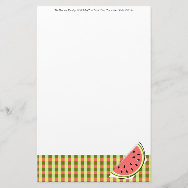Watermelon Slice Karo Textartikel Briefpapier (Vorderseite)
