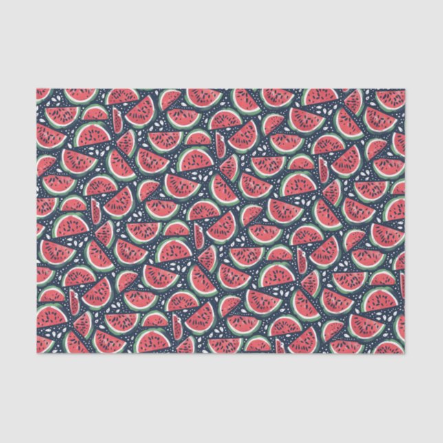 Watermelon Slice Muster auf Blue Decoupage Seidenpapier (Vorderseite)