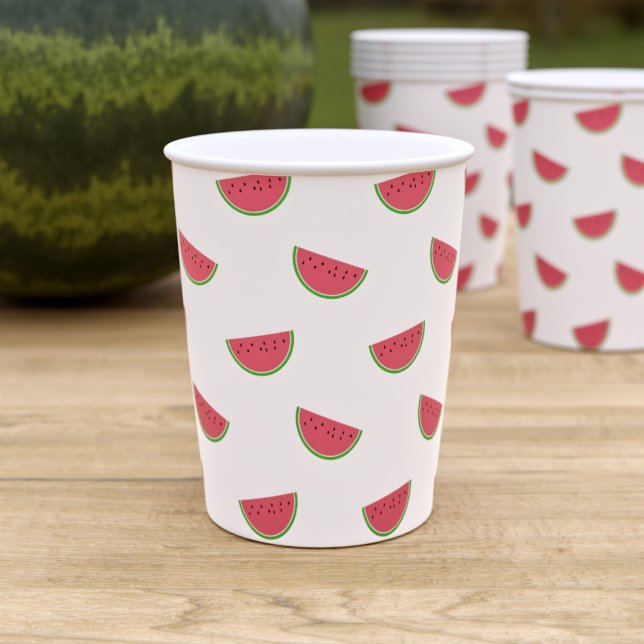 Watermelon Slice Pattern Sommer Party Papier Cups Pappbecher (🍉For summer parties as watermelon is the official fruit of the summer 🍉)