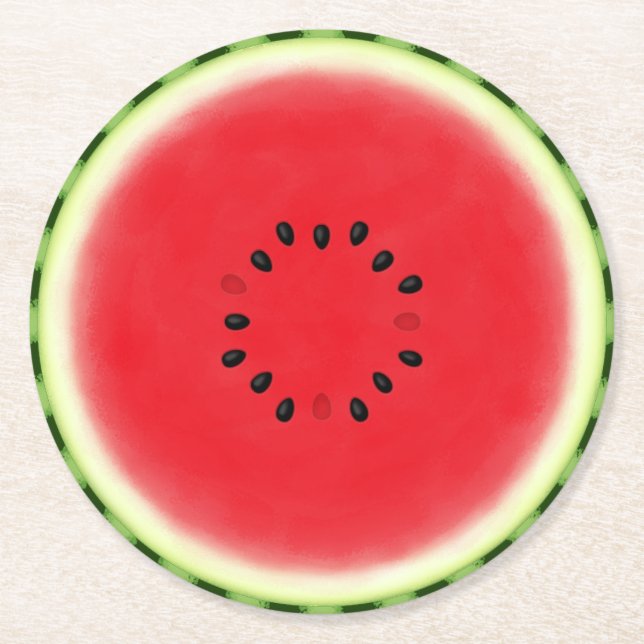 Watermelon Slice Runder Pappuntersetzer (Vorderseite)