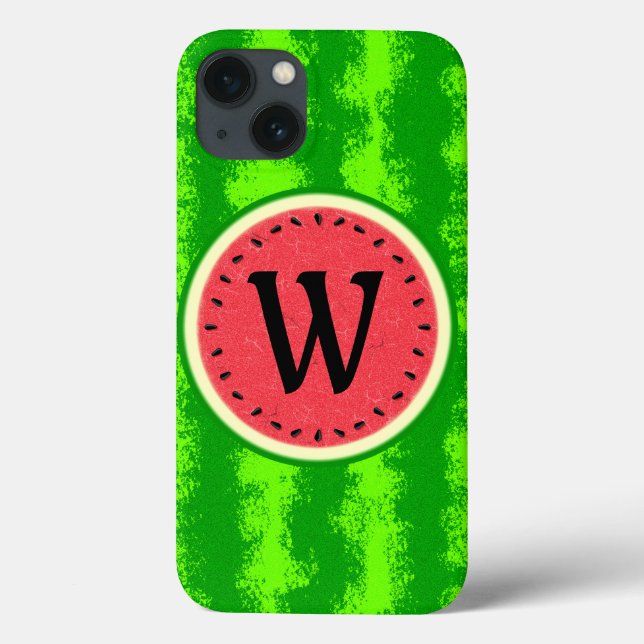 Watermelon Slice Sommer Frucht mit Rind Monogram Case-Mate iPhone Hülle (Rückseite)