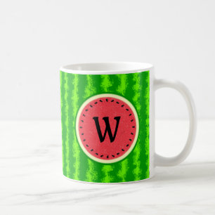 Watermelon Slice Sommer Frucht mit Rind Monogram Kaffeetasse