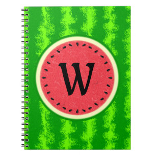 Watermelon Slice Sommer Frucht mit Rind Monogram Notizblock
