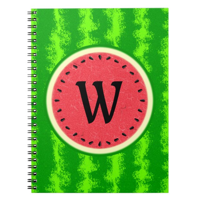 Watermelon Slice Sommer Frucht mit Rind Monogram Notizblock (Vorderseite)