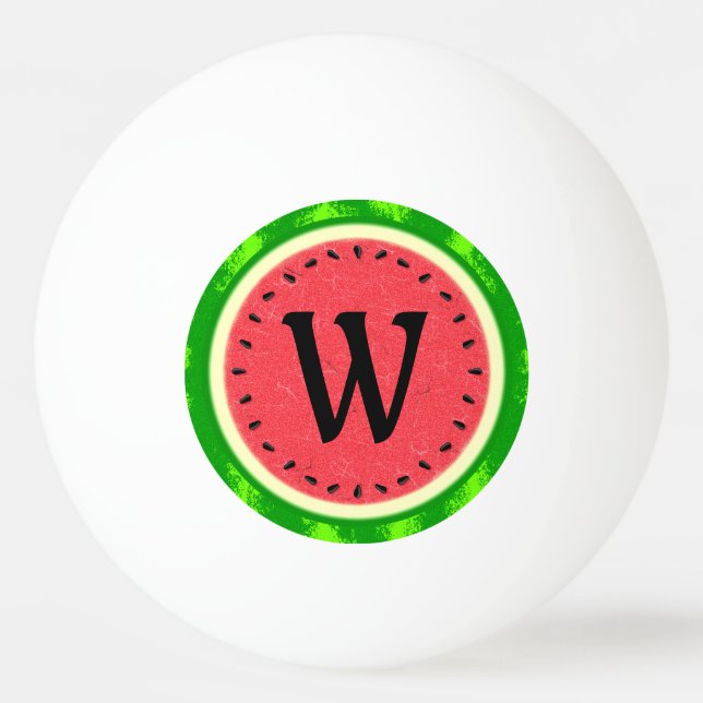 Watermelon Slice Sommer Frucht mit Rind Monogram Tischtennisball (Vorderseite)