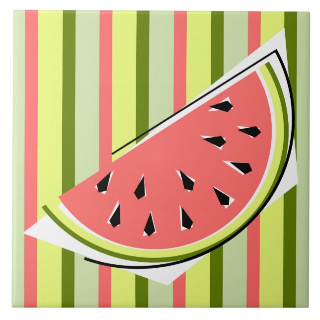 Watermelon Slice Stripe Classic Fliese (Vorderseite)