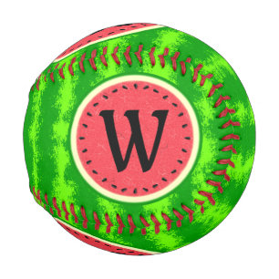 Watermelon Slice Summer Fruit mit Rind Monogram Baseball