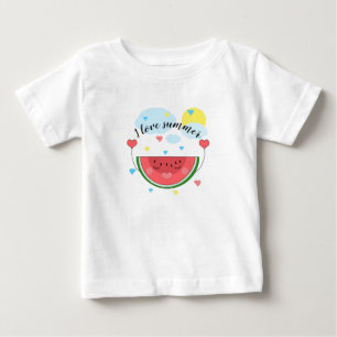 Watermelon Slice, Text, "I Liebe Summer" Baby T-shirt