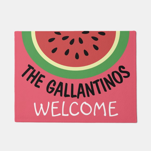 Watermelon Slice Welcome Doormat Personalized Name Fußmatte (Vorderseite)