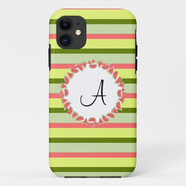 Watermelon Stripe Classic "Monogram" iPhone 5 Fall Case-Mate iPhone Hülle (Rückseite)