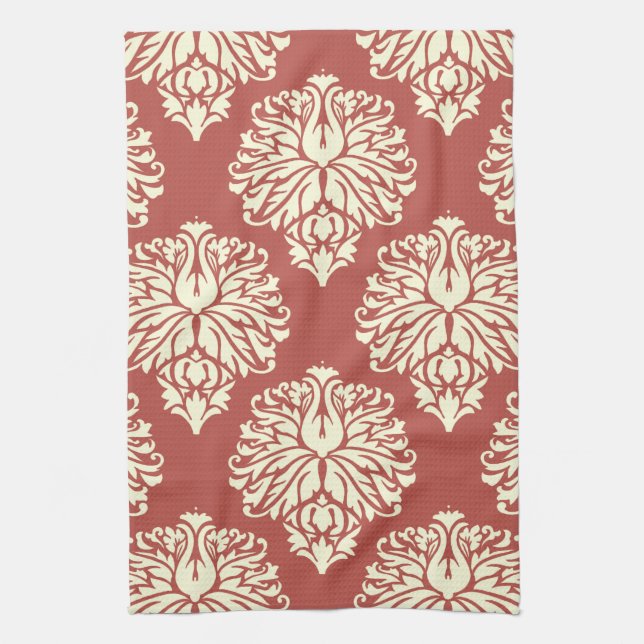 Watermelon Südliche Hütte Damask Geschirrtuch (Vertikal)
